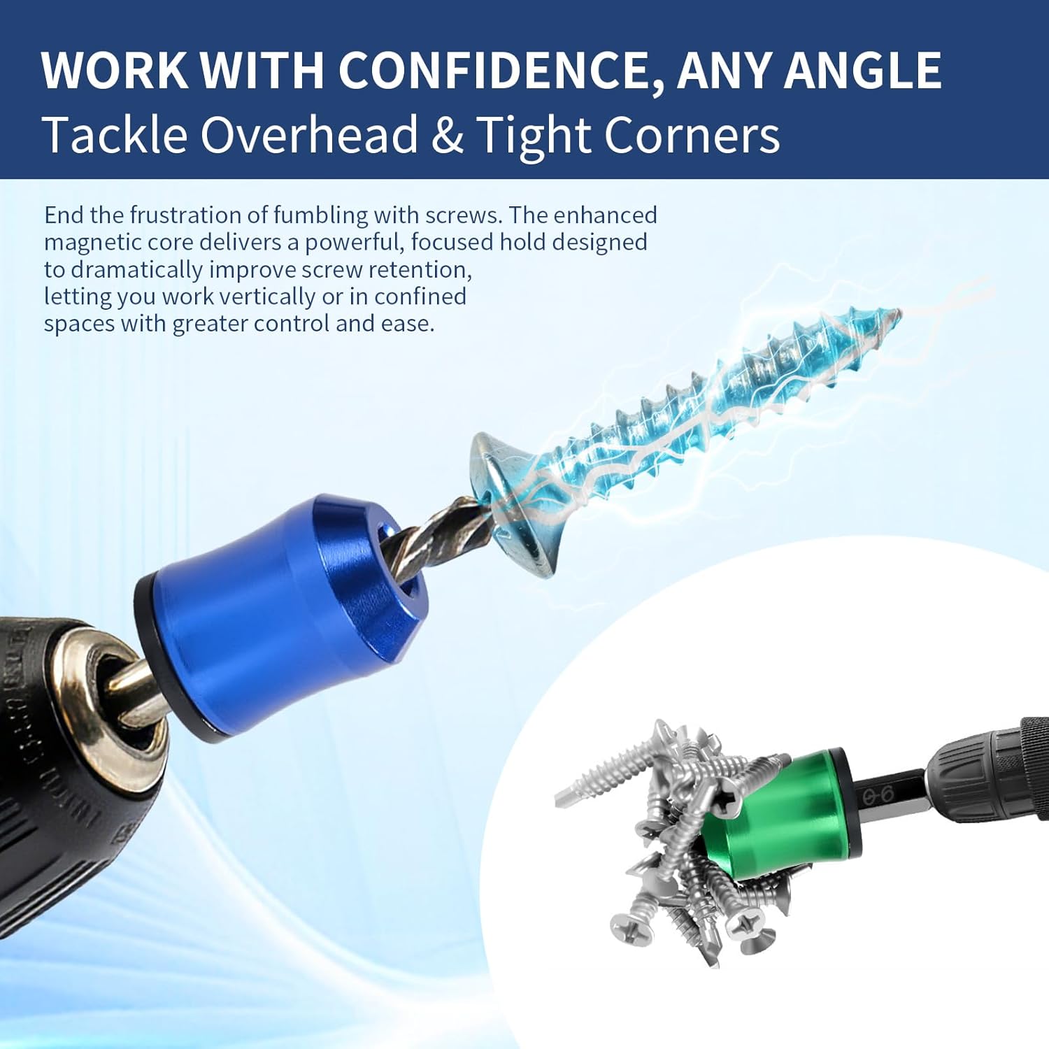 Ultra-Strong Magnetic Screw Ring (3-Pack) - 1/4" Hex Bit Magnetizer for Drill, Impact Driver & Screwdriver | Maximize Grip in Tight Spaces & Overhead Work