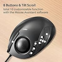Vista 5 de ELECOM Ratón DEFT Trackball, con cable, control de dedos, función de 8 botones con seguimiento suave, diseño ergonómico, Windows11, macOS (M-DT2URBK)