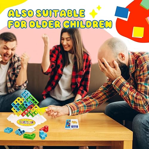 Miniatura 7 de Juego de torre Tetra  Juego de apilamiento de torre Tetra de 48 piezas, juego de ataque de pila, juguetes de construcción para adultos y familia,