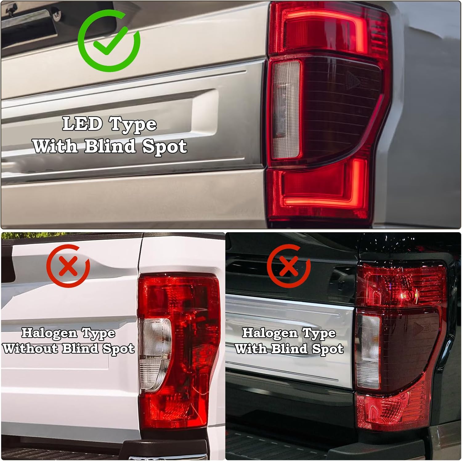 RH FULL LED W/Blind Spot Tail Light Fit for 2020 2021 2022 Ford F250 F350 F450 F550 Platinum/King Ranch/Lariat Super Duty Rear Lamp Right Passenger Side W/O Module LC3Z13404E FO2801282