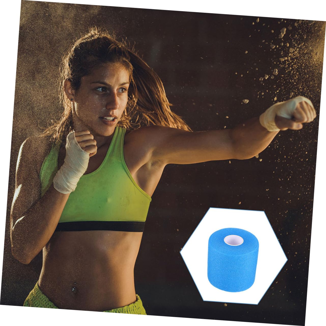 UKCOCO Cinturón Deportivo Amortiguador. Vendas Elásticas Vendas Elasticas Tape Deportivo Fortalecedor Agarre Cinta De Atleta De Entrenamiento Envolver Cintas Esponja Blue