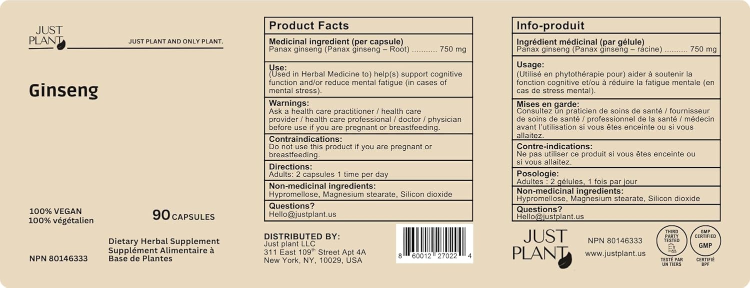Ginseng Root Extract Capsules 750 mg, 90 Vegan Capsules, Natural Energy, Cognitive Support & Immune Booster, Gluten-Free - Image 9