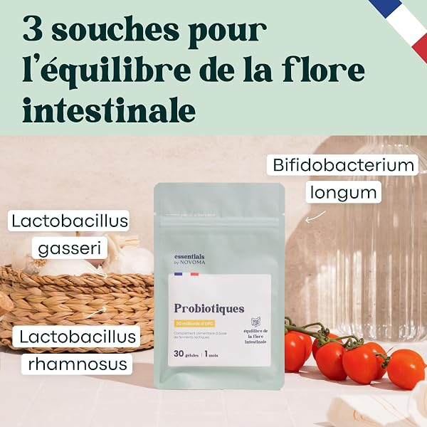 Probiotique Flore Intestinale, 20 Milliards UFC/Jour, Probiotiques Lactobacillus Gasseri + Rhamnosus + Bifidobacterium, Équilibre du Microbiote, 30 Gélules Vegan, Fabriqué en France - 2