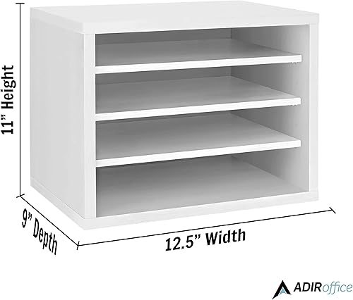 Miniatura 3 de AdirOffice Organizador de escritorio con estantes, estantes apilables de madera de 4 niveles, organizador de correo de archivos, almacenamiento de