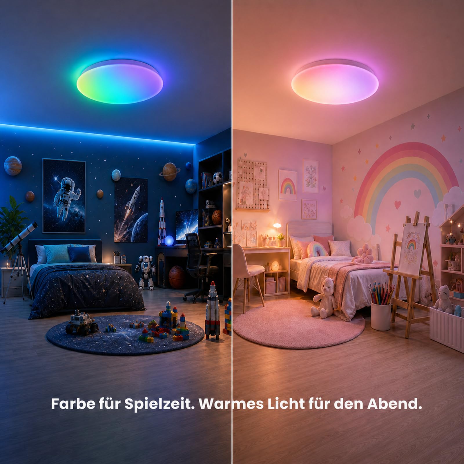 Yeelight Smart Deckenlampe 50cm, 4500LM 50W Dimmbar LED Deckenleuchte mit separatem RGB-Licht, Schnellmontage, 16M DIY Farben, 2700K-6500K, Kompatibel mit Alexa & Google, App/Fernbedienung Große Lampe