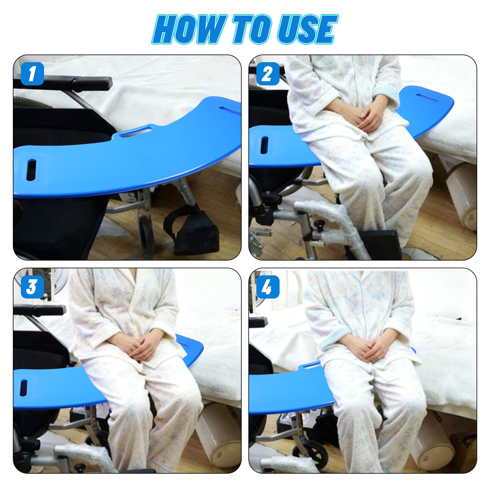 Tabla de transferencia con 2 hebillas de cuerda y asa, soporta hasta 150 kg | Patineta antideslizante para trasladar al paciente de silla de ruedas a cama, inodoro, coche, etc