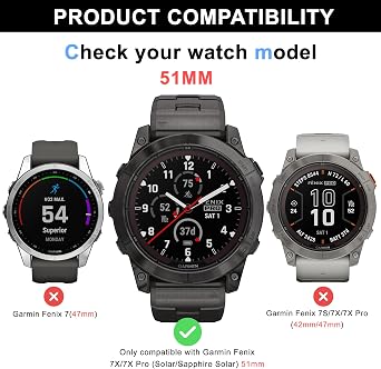 6 Pack Screen Protector for Garmin Fenix 7X/7X Pro (Solar/Sapphire Solar) 51mm, High Clarity, Touch Sensitive, Anti Shatter, Bubble Free, Tempered Glass Screen Protector
