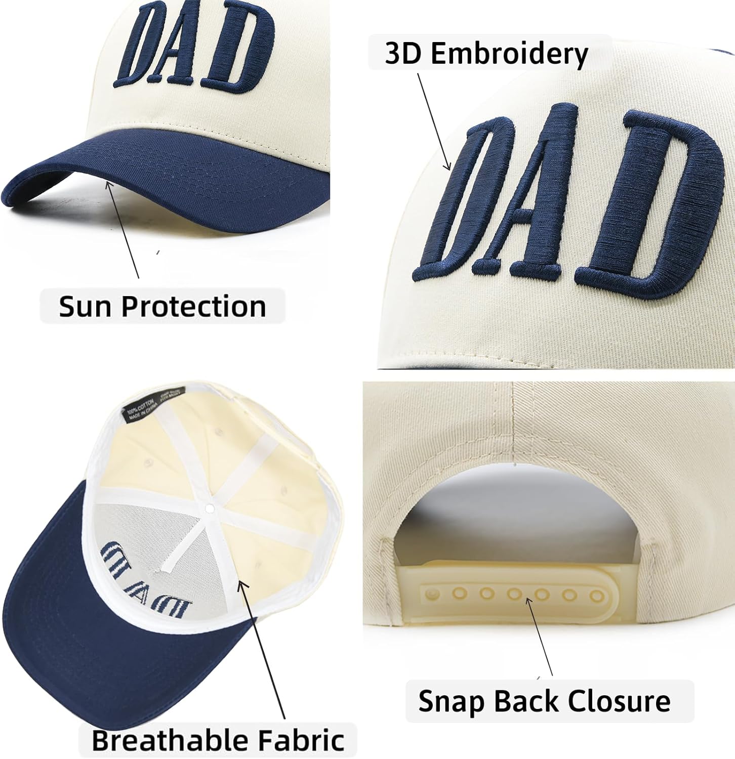 Dad Hats for Men, Vintage Two Tone Hat, New Dad Gifts for Husband, Fathers Day Birthday Gifts from Daughter Son Wife