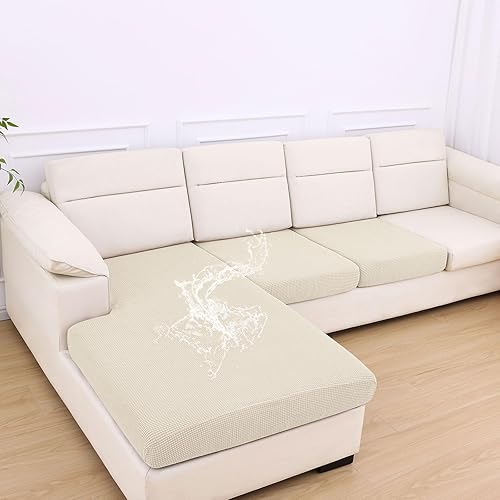 Miniatura 73 de hyha - Fundas de cojín impermeables para sofá modular, fundas de cojín de sofá en forma de L, tela jacquard gruesa, funda de diván con parte Gris