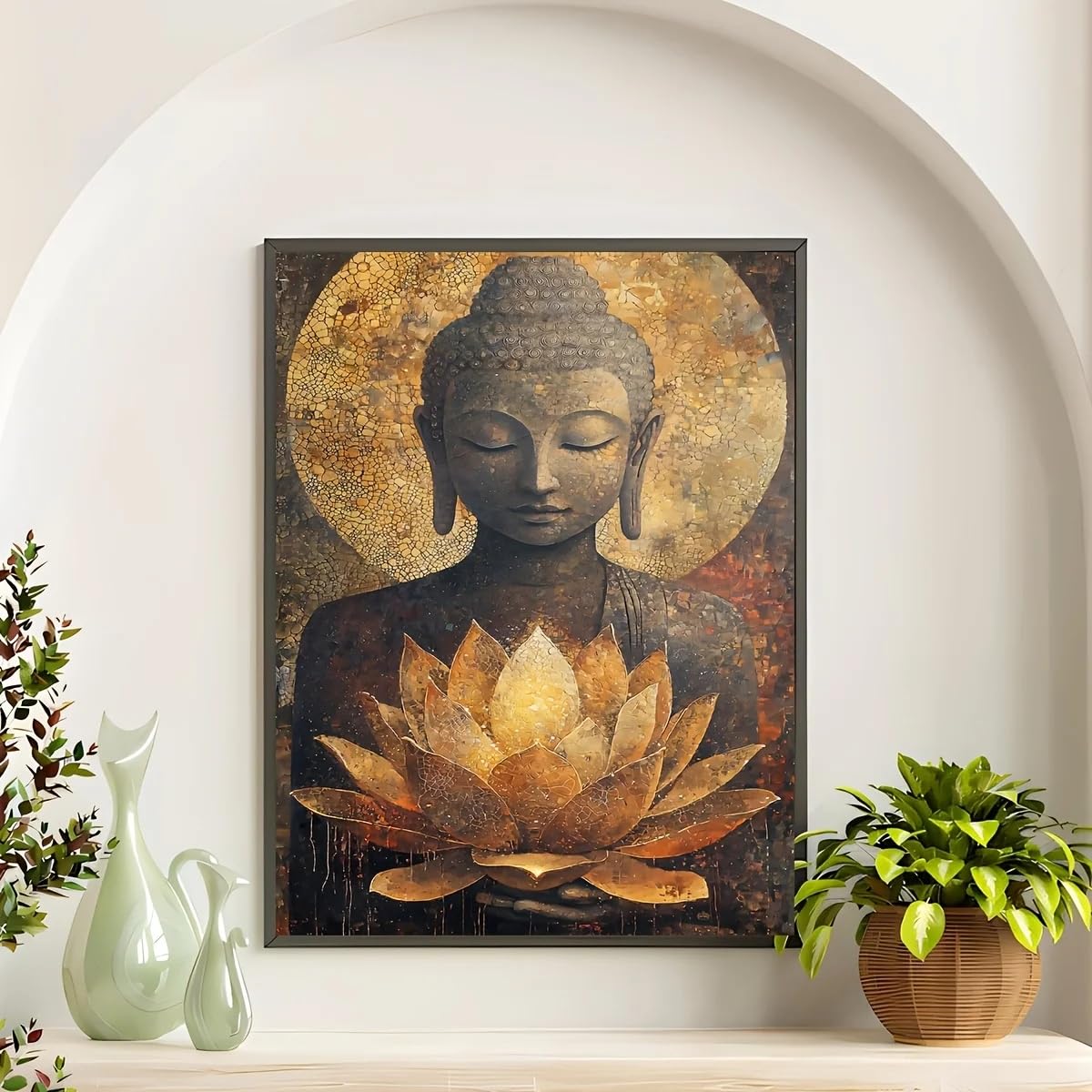 GOSRD Modern Olive Branch Still Life Canvas Prints poster Vertical Painting For Home Wall Decor(40x60cm/Frameless)