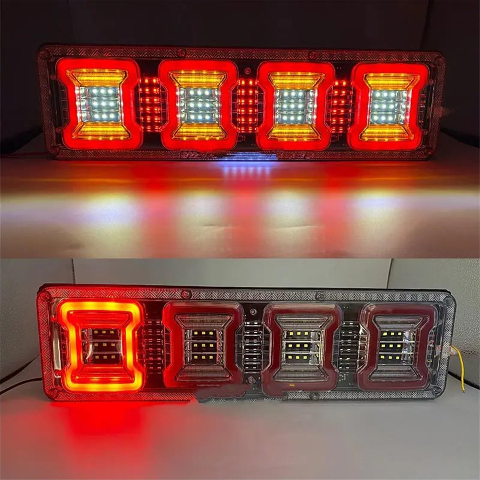 Piloto Posterior Coche para Caravana Autobús Freno Marcha Atrás Lámpara 2x46 Cm Impermeable LED Camión Remolque Camión Luz Trasera Luz Advertencia Luz Trasera Parada Faros Traseros(2X46cm,24V)