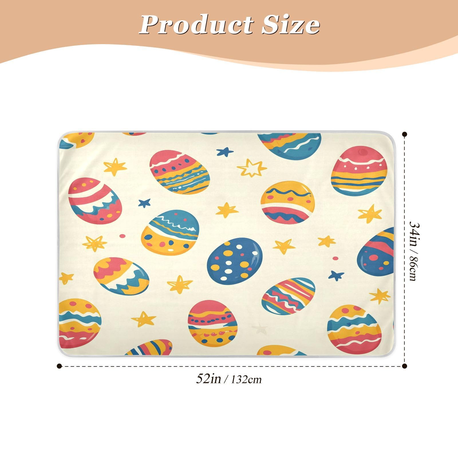 BOESI Doodle Easter Egg Pattern Waterproof Pads for Bedwetting and Incontinence, Reusable Pads, Reusable Diaper Pads for Bed, Sofa, Travel
