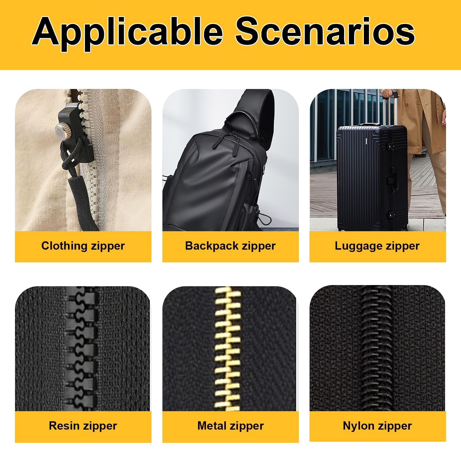 Kit Riparazione Cerniere Lampo - 12 Cursori Universali Per Giacche, Borse E Valigie - Foto 14