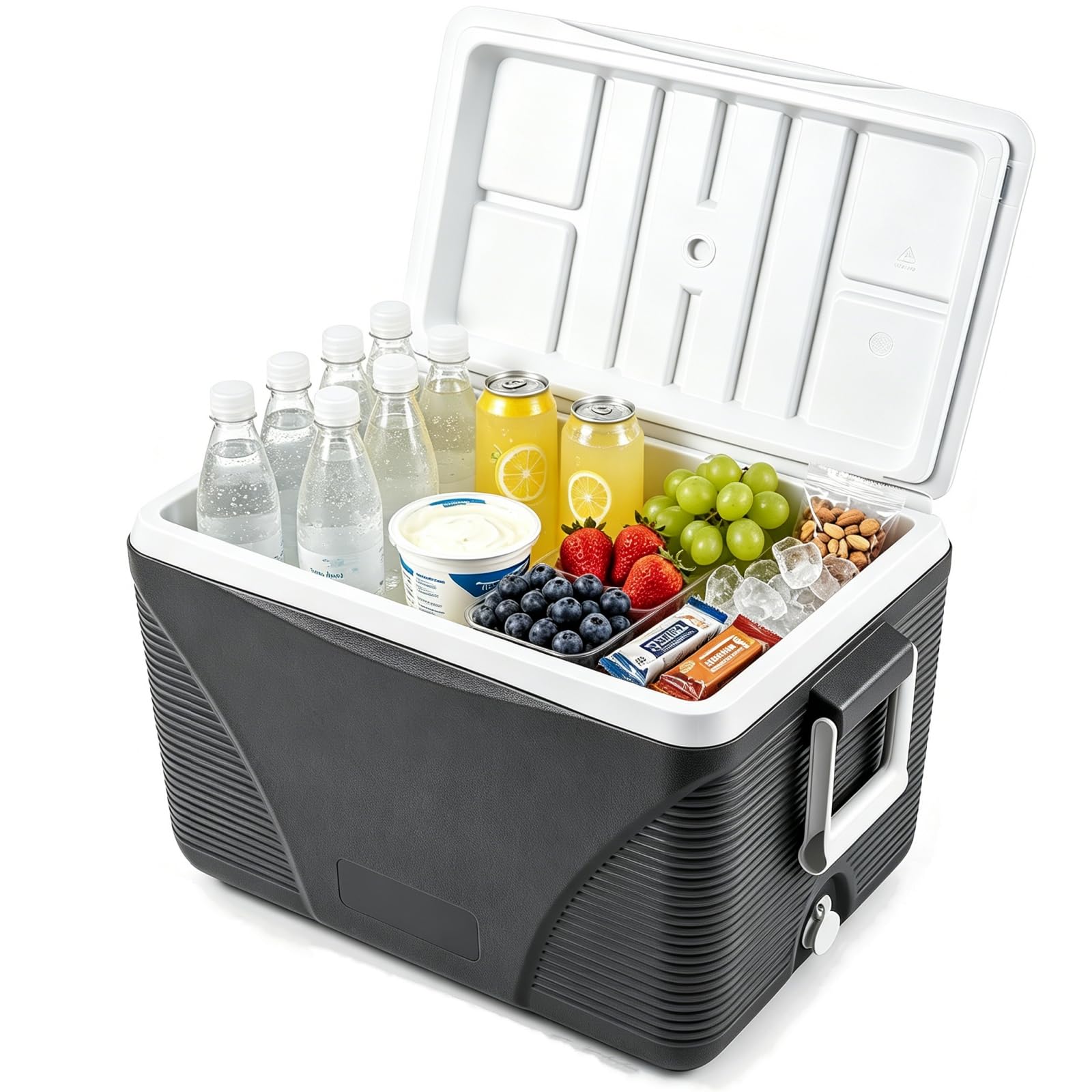 LIFEZEAL Frigo Portatile 41 L, Frigorifero Passivo da Campeggio e Picnic | Borsa Termica Rigida con Manici, Coperchio e Portabicchieri, Cooler Box Impermeabile per Alimenti e Bevande, 5-7 Giorni