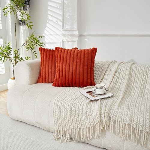 Miniatura 51 de Sunday Praise Juego de 2 fundas de almohada de felpa de piel sintética de doble cara de 20 x 20 pulgadas, fundas decorativas de almohada decorativas