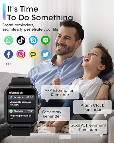 Miniatura 6 de AKUMAKA Smart Watch for Men(AnswerMake Calls), 1.85'' Bluetooth Smart Watch for Android Phones and iOS, Fitness Tracker Watch with Heart RateBlood