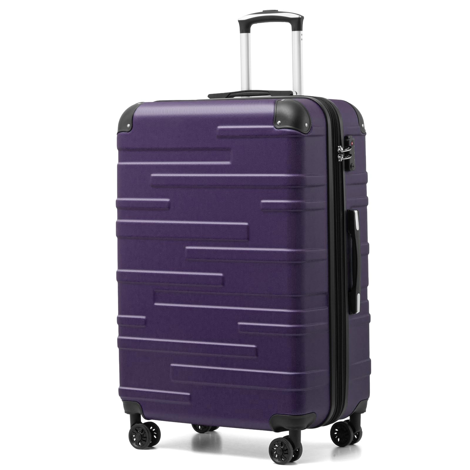 COOLIFE Hartschalen-Koffer Rollkoffer Reisekoffer Vergrößerbares Gepäck (Nur Großer Koffer Erweiterbar) ABS Material mit TSA-Schloss und 4 Rollen