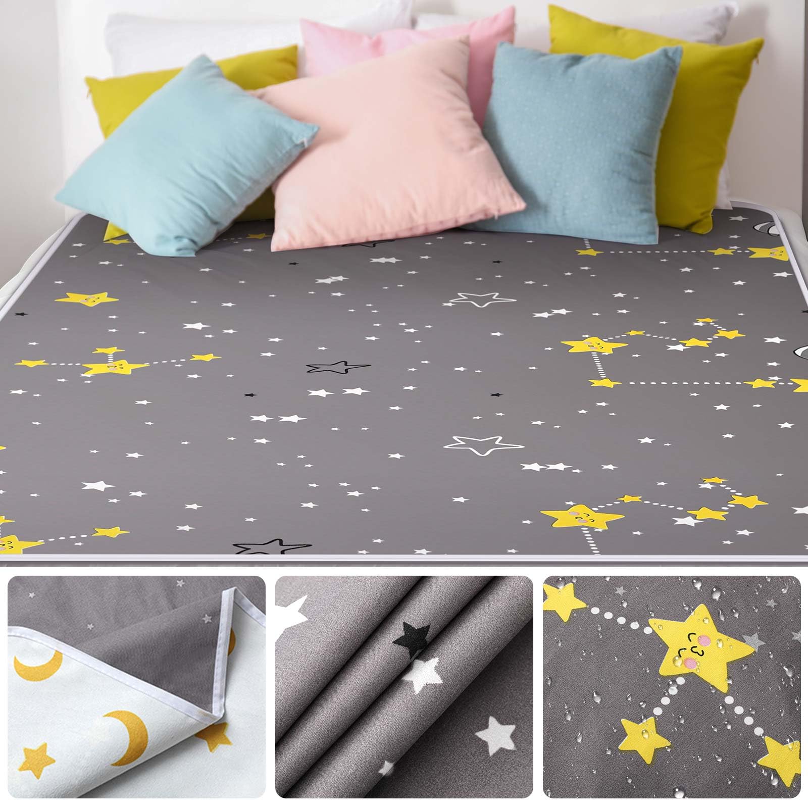Tisancy 1 almohadilla de cama impermeable para incontinencia, lavable, de 60 x 78 pulgadas, grande, reutilizable, de doble cara, protector de colchón impermeable para niños, adultos, ancianos y