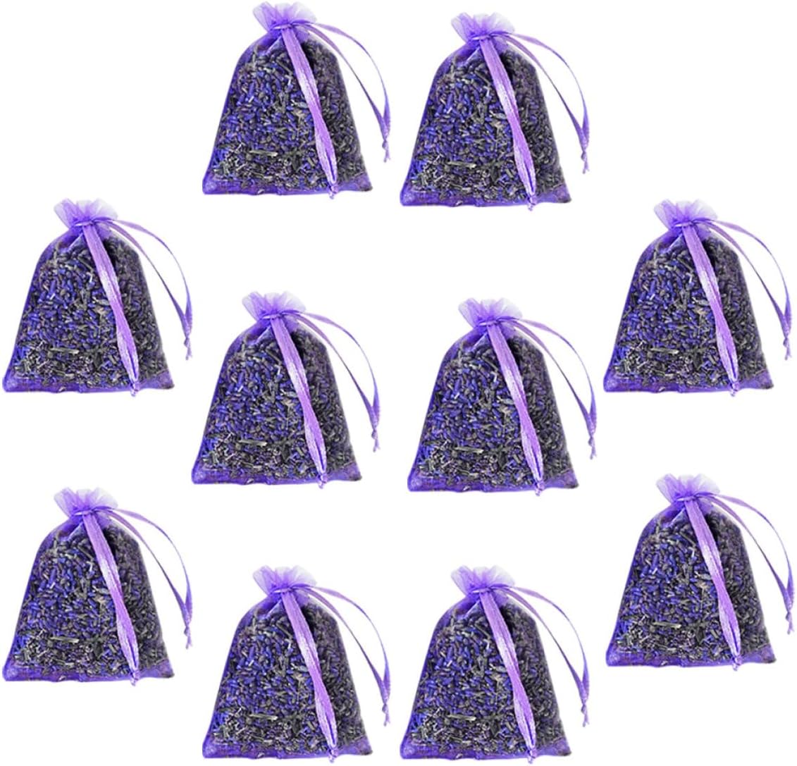 10pcs Dried Lavender Sachet Bags Natural Flower Scent Pouches Car and Wardrobe Freshener Hanging Potpourri for Home Fragrance