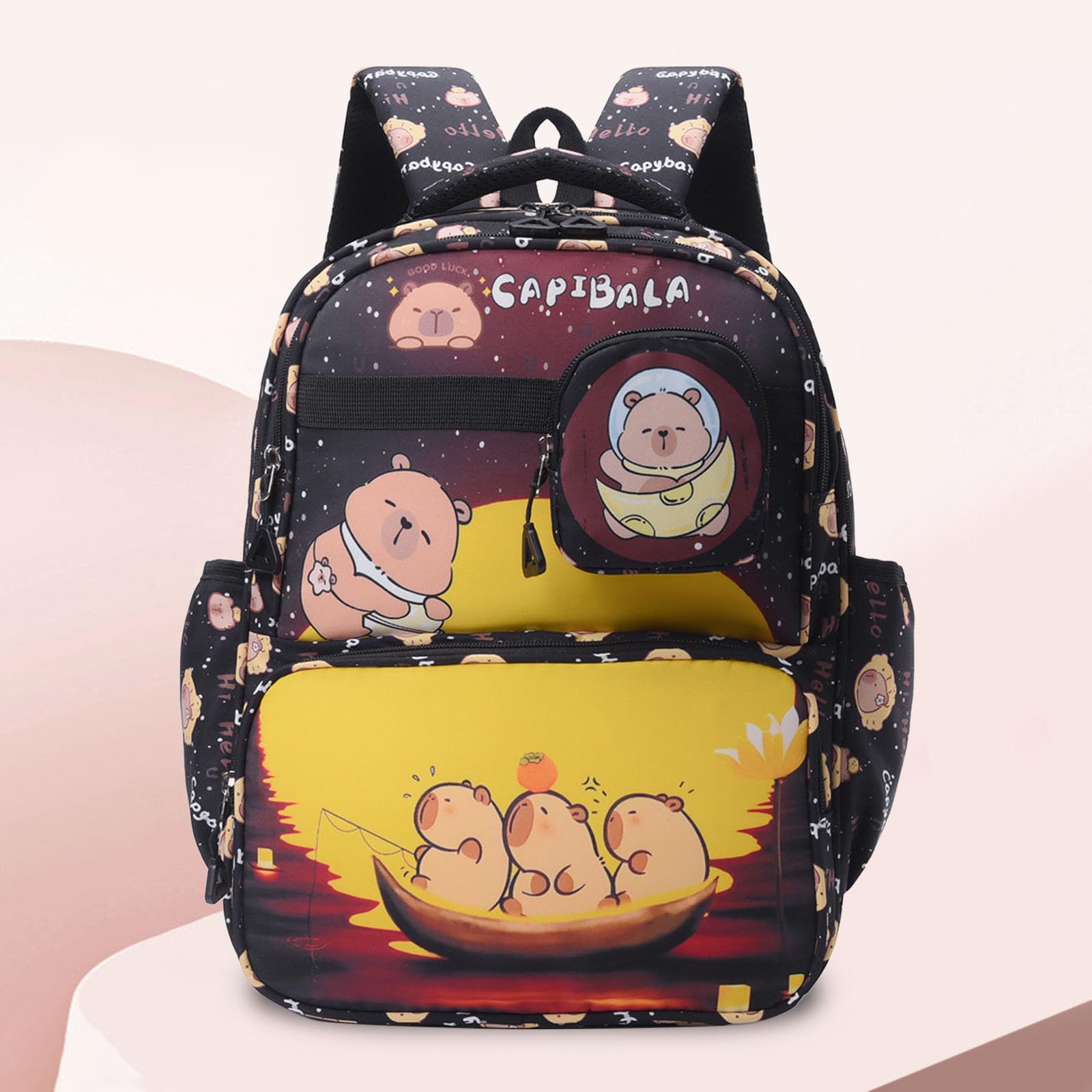 Zaino Bambini, Zaino Asilo Bimbo Scomparti Multipli, Zaino per Bambini per la Scuola Zaino per Bambini Capibara per Ragazzi e Ragazze Borsa a Tracolla spaziosa e Resistente per l'uso Quotidiano