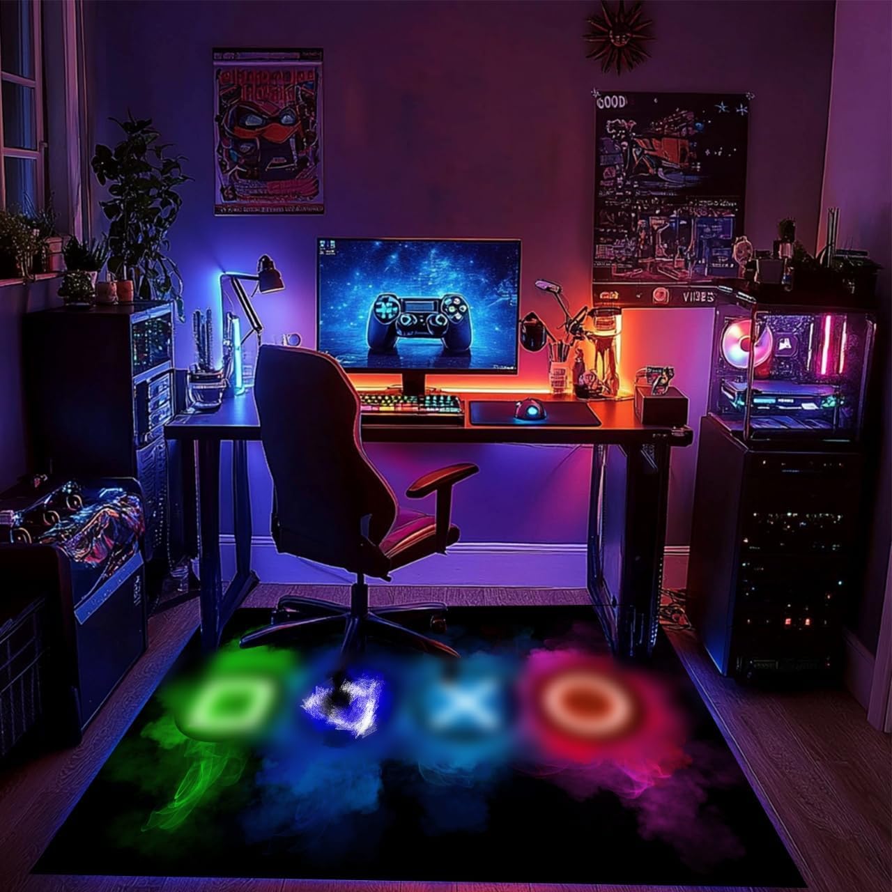 Gaming Rug for Boys Room, 5'x7' Game Rug Gamer Rug for Bedroom Livingroom Game Room Carpet Gaming Room Decor