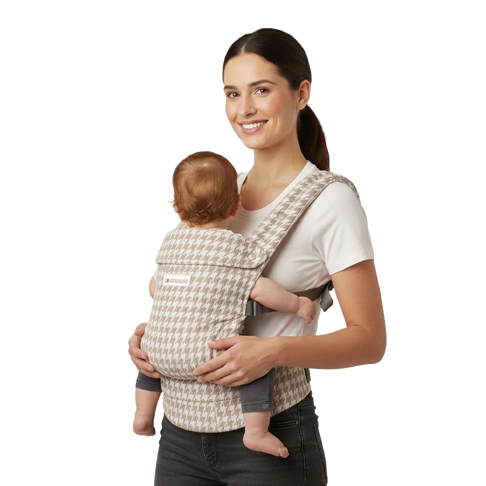 Baby Carrier - Forward & Back Facing Multi Position, 3 Months Plus Babies & Toddlers, Ergonomic & Supportive Waist Design, Adjustable Straps, Supports 7–44 lbs (3.2–20 kg) - Cream Dogtooth
