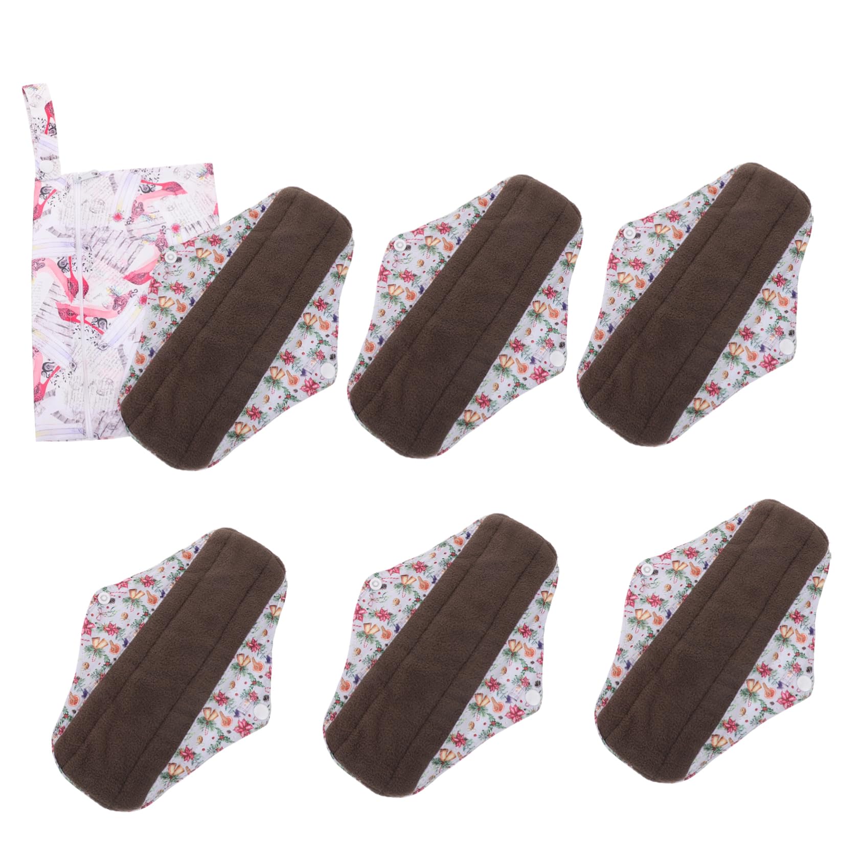 Compresa Sanitaria Reutilizable 6 Piezas Algodón Orgánico | Super Absorbente, para Mujeres y Niñas, Incluye Bolsa de Almacenamiento