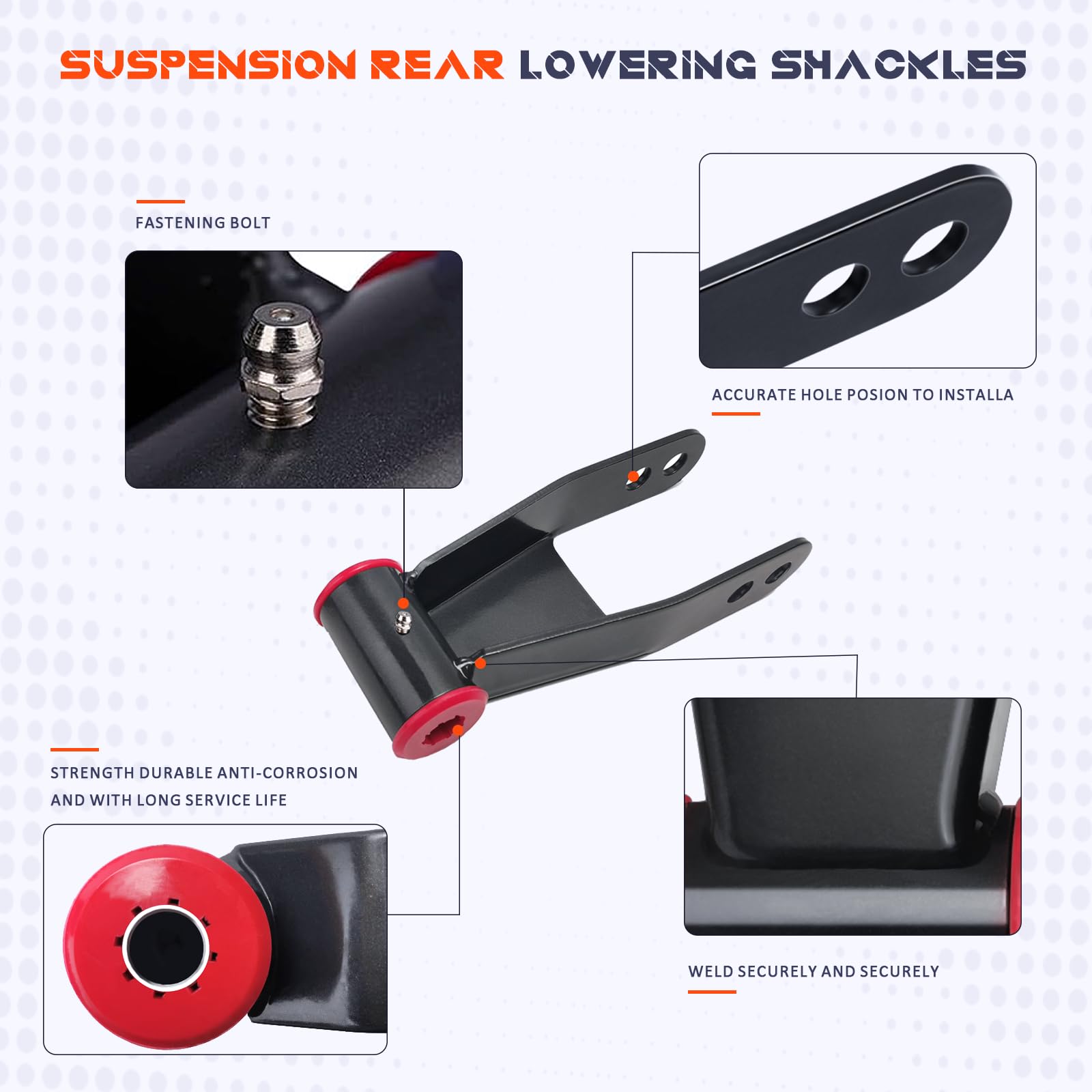 2" Rear Drop Lowering Shackle Kit For Chevy GMC Silverado - View #5