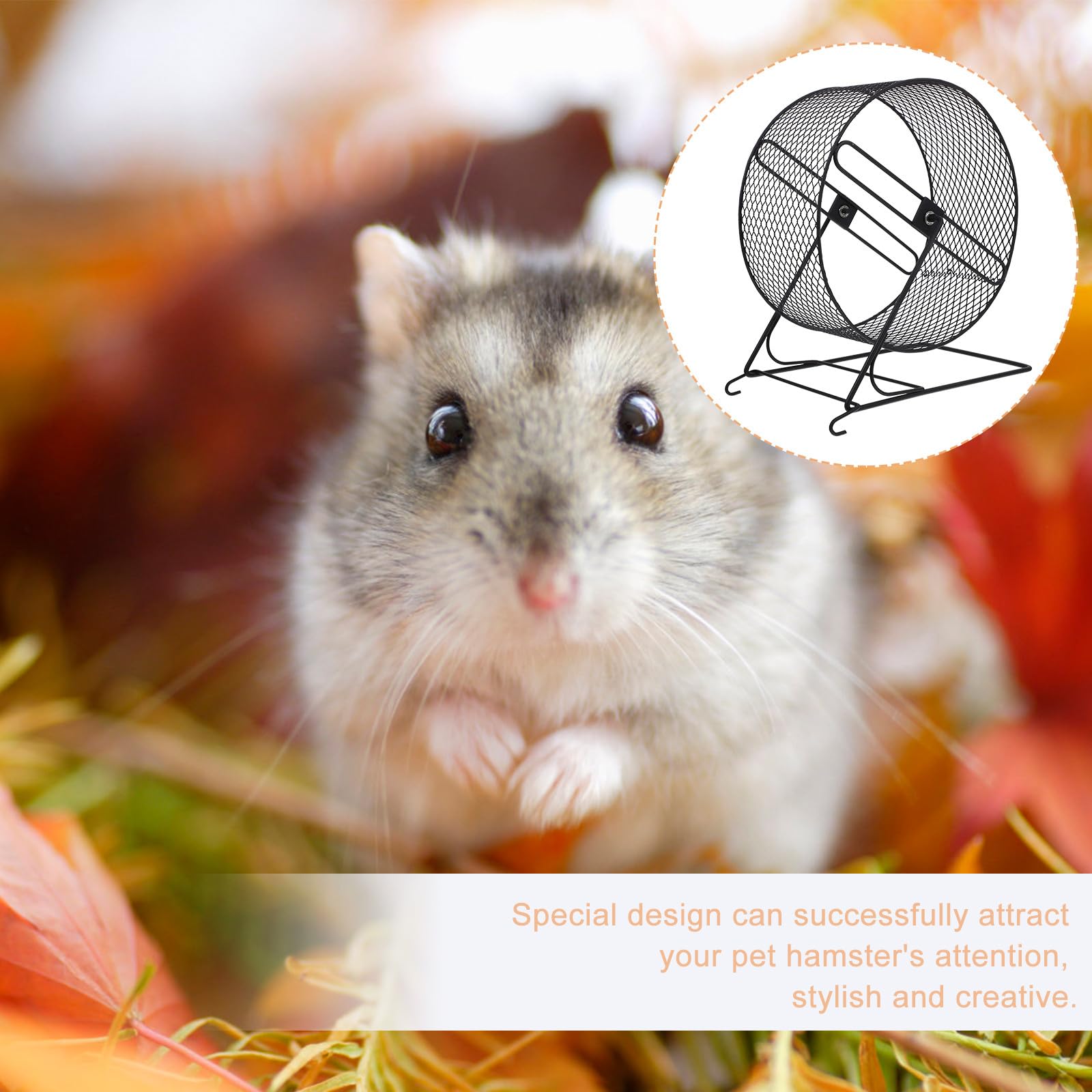 Yardwe Gioco Nero Ricci in Ruota Silenziosa per Criceti Ferro e Esercizio Divertimento, Accessorio per Piccoli Animali Domestici