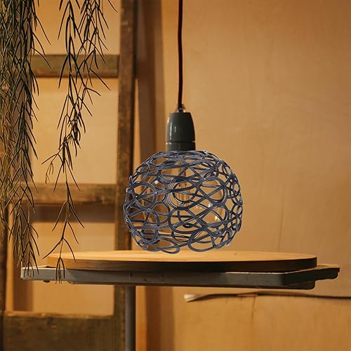 Miniatura 5 de TEHAUX Protector de bombilla de metal, protector de lámpara, jaula de luz industrial vintage para luces colgantes, lámpara de lámpara de hierro,