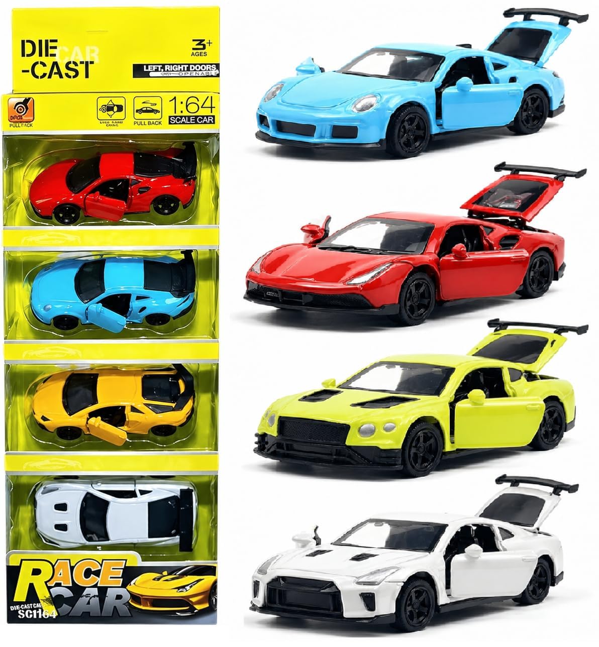 Umadiya® Diecast Metal Toy Super car Set of 4 Pull Back Racers Alloy Die Cast Openable Doors Racing Car for Kids High Speed Metal Toy Car Play Set for Children Best Gifts Toys for Boys-picture-46