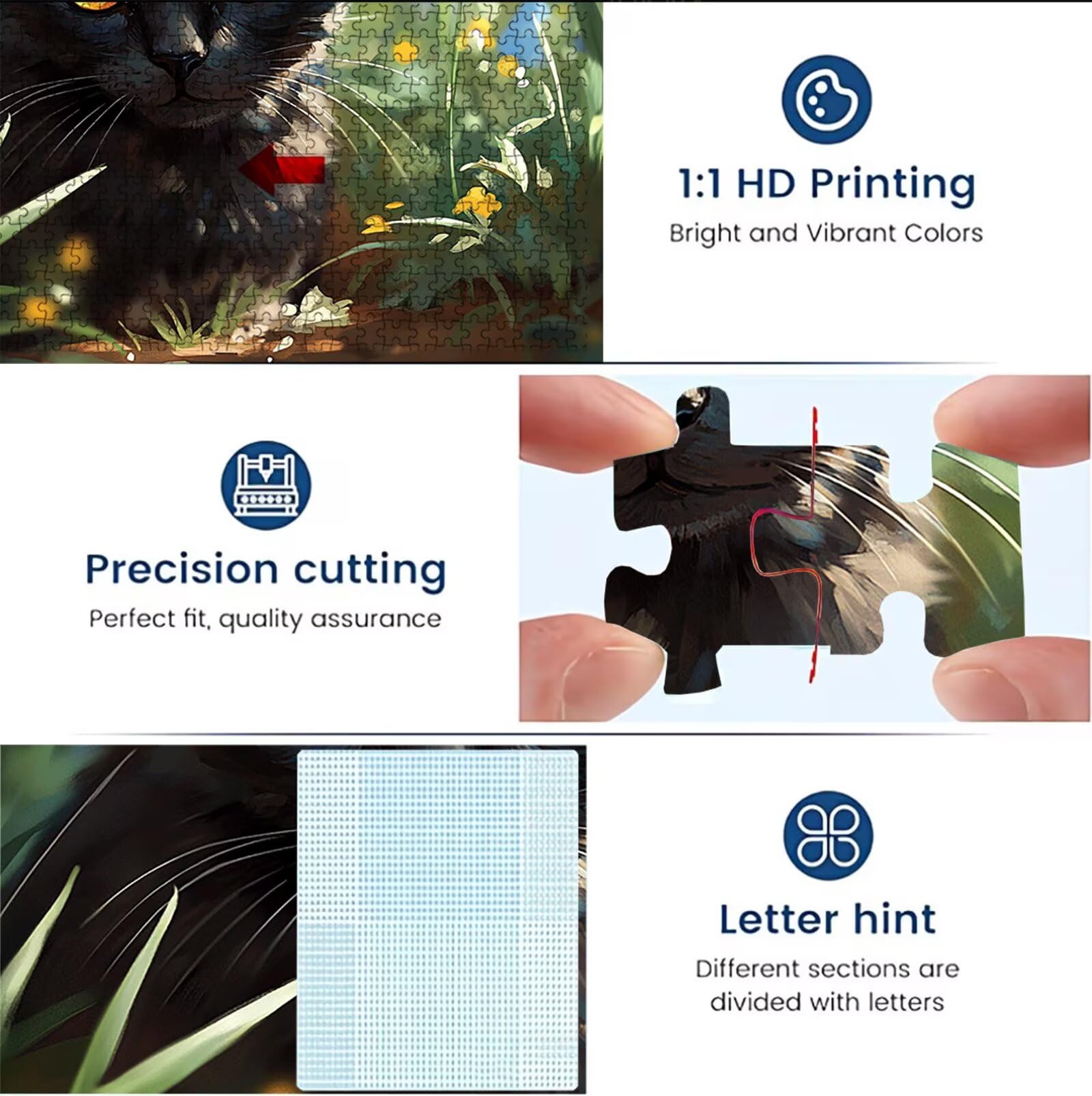 Puzzle animale gatto, Puzzle Adulti 3000 pezzi, Puzzles Legno con Squisita Scatola di Imballaggio, Rompicapo per Esperti con Incastro Perfetto, Stampa Alta Definizione, Regalo per Adulti W3H-812