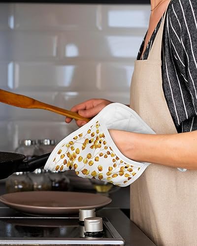 Miniatura 5 de Juego de 5 agarraderas de tela de toalla antideslizantes y aislantes de calor con bolsillo, guantes de horno gruesos para horno, posavasos para