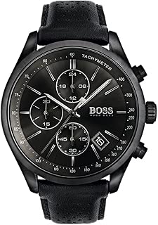 hugo Boss Grand Prix Men's Black Dial Leather Band Watch - 1513474