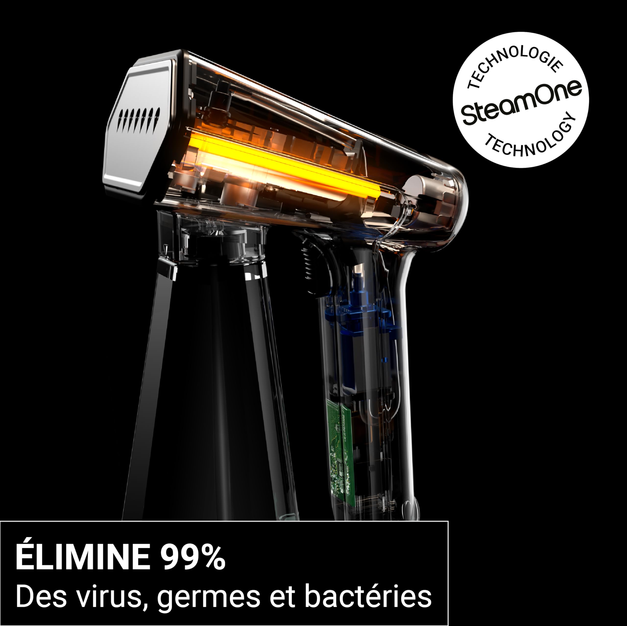 STEAMONE - Steamer Defroisseur à vapeur de voyage 2000W 30g/min- Fer Portatif Compact (400 ml)- Élimine 99,99% d'Impuretés- Prêt en 40s pour Tout Tissu- Cable 3m - Accessoire Brosse Inclu - EUSN400B