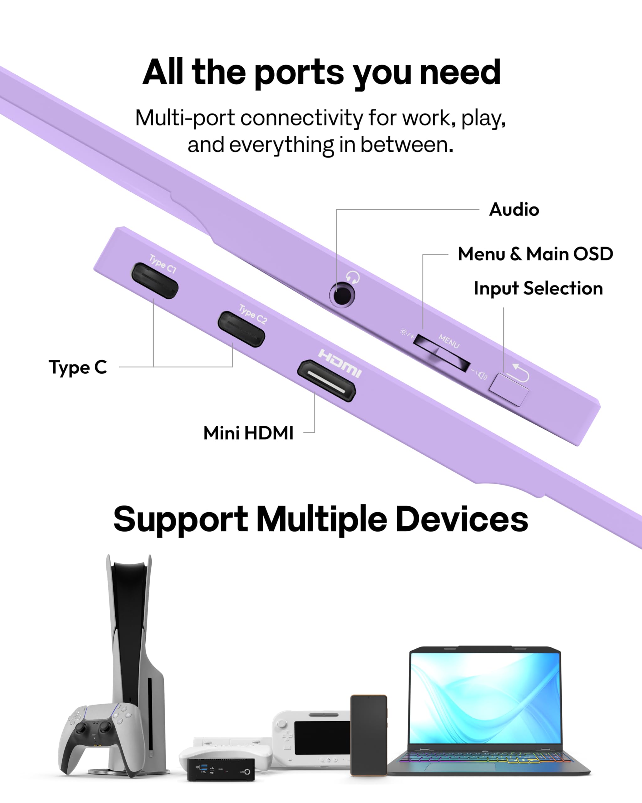 Amazon.com: Pixio PX160 Wave Purple Portable Monitor 15.6 inch