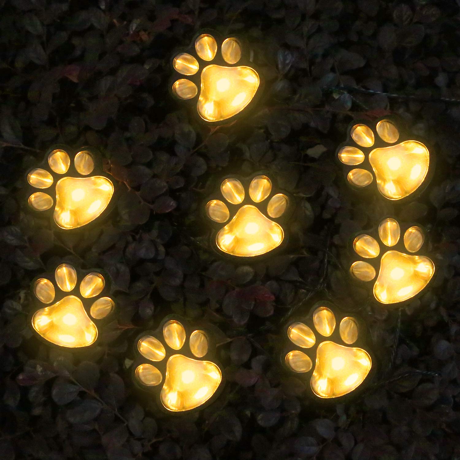 Photo 1 of 16.8ft Solar Paw Print Lights, Cat Dog Animal Solar String Lights (Set of 8) Outdoor Decoration, Warm Up Your Pet and Make The Garden More Vibrant and Lovely, a Gift for Pet Lovers
