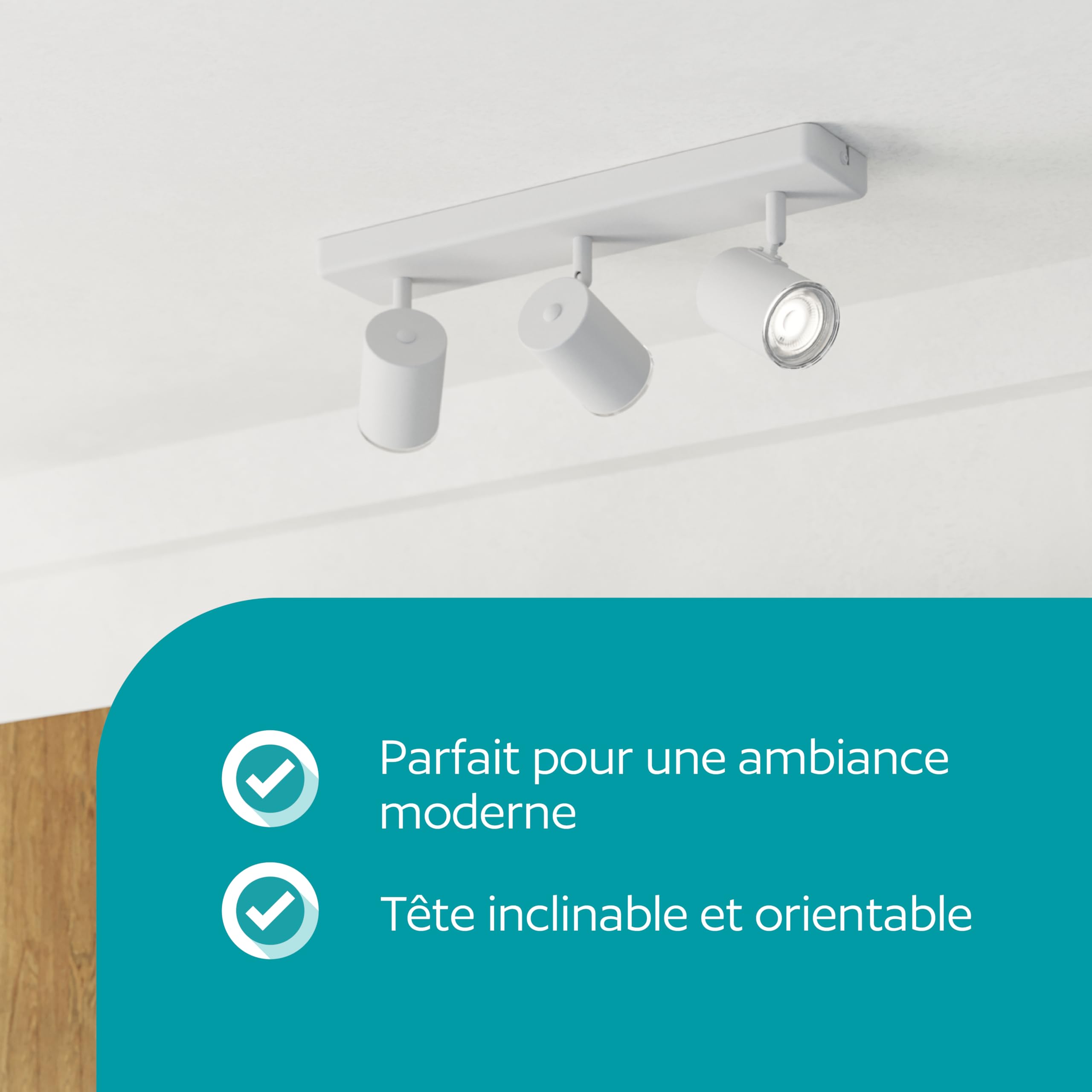 Eglo Plafonnier Consuma 1, 3 spots orientables, lampe de plafond pour salle