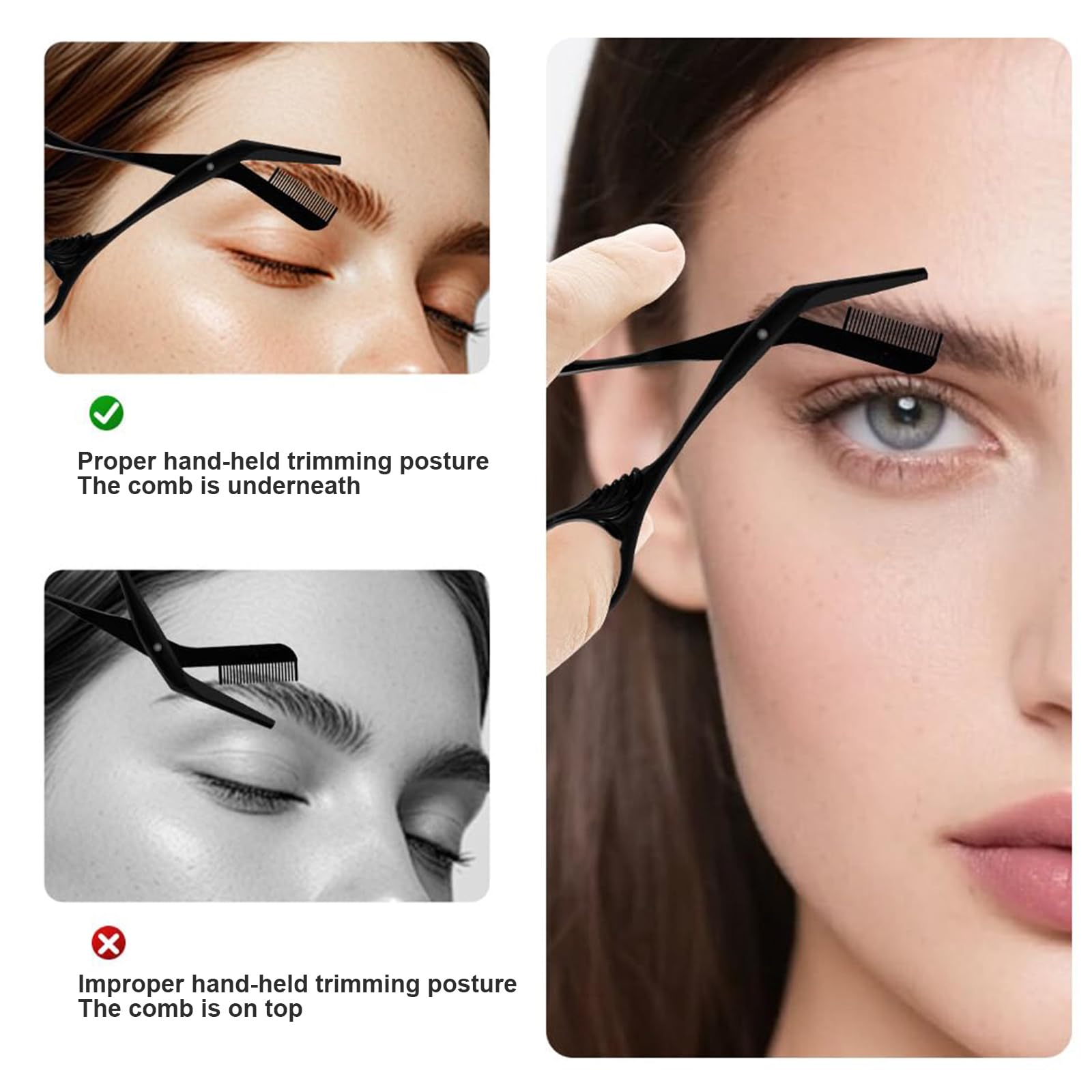 Strumenti di Bellezza 2-in-1, Taglia Sopracciglia con Pettine, Lama Acciaio Polvere 14.5cm, Per Dermaplaning Viso