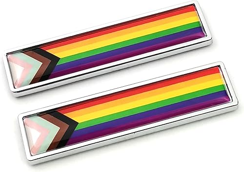 Miniatura 1 de 2 calcomanías de metal 3D de 6 colores LGBTQ+ con emblema de orgullo gay lesbianas universales, para defensas delanteras de automóvil, parachoques