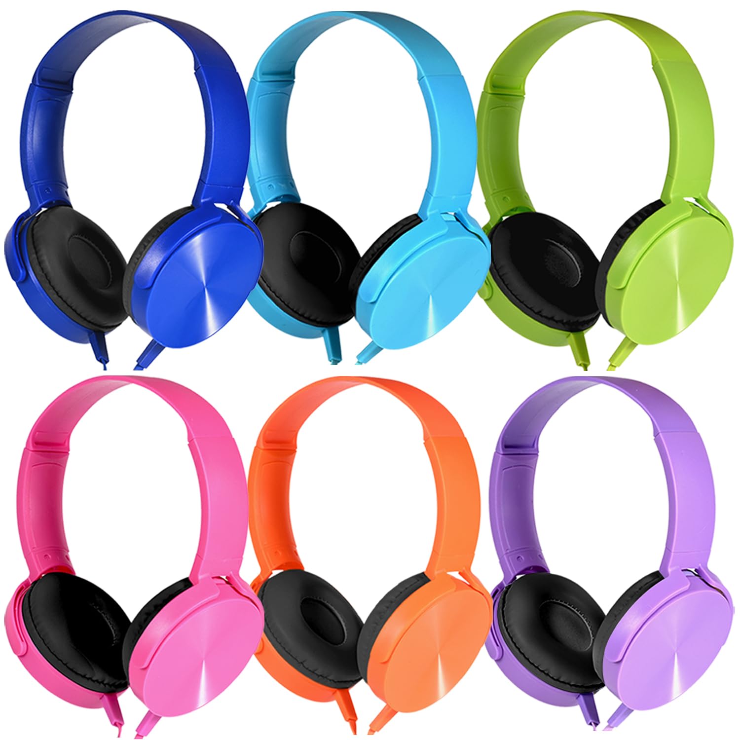 Wensdo Kids Headphones Bulk 6 Pack for School Classroom Students, Wired Computer Headset Durable Class Set Earphones for Children Toddler Teens Boys