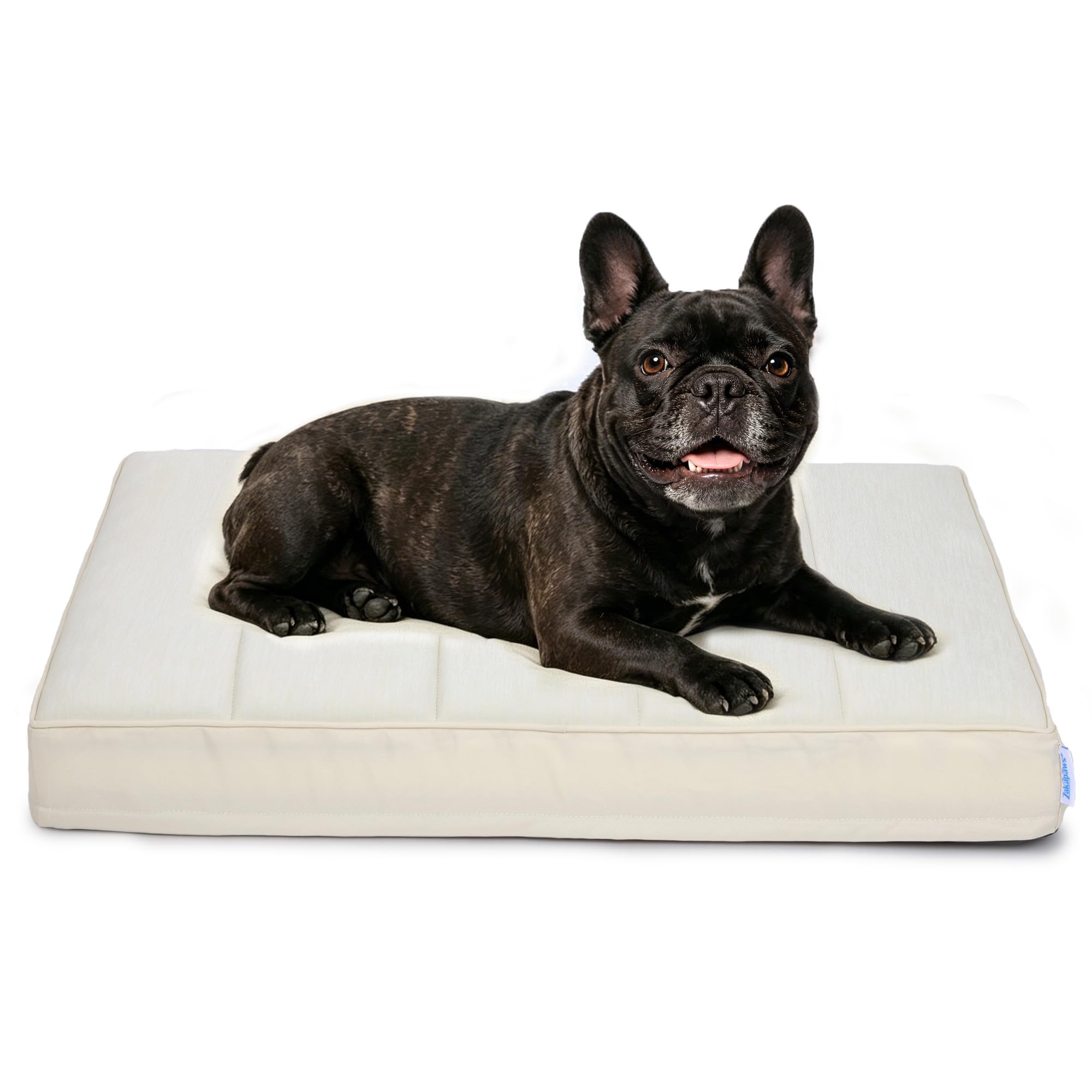 ZAKAPAWS Cooling Dog Bed for Medium Dogs - Orthopedic Pet Beds with Memory Foam, QMAX>0.5, Waterproof Removable Washable Cover for Hot Weather, Dark Beige, 30" L x 20" W x 3" H
