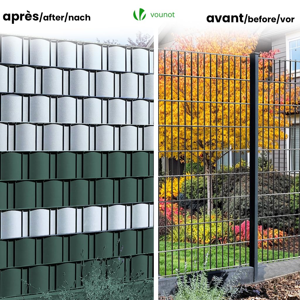 VOUNOT® PVC Privacy Screen Strips 450 g/m² Garden Privacy Fence Screen 70m x 19cm Double Rod Mats with 40 Clips for Deck Patio - Image 3