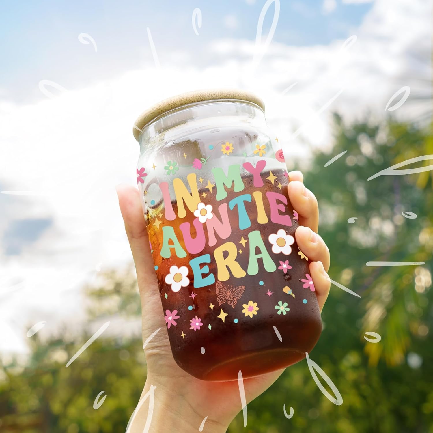 Mothers Day Gifts for Aunt Auntie - Funny Birthday Christmas Day Gifts from Niece for Auntie New Aunt - 16 Oz Glass Coffee Cup - Image 2