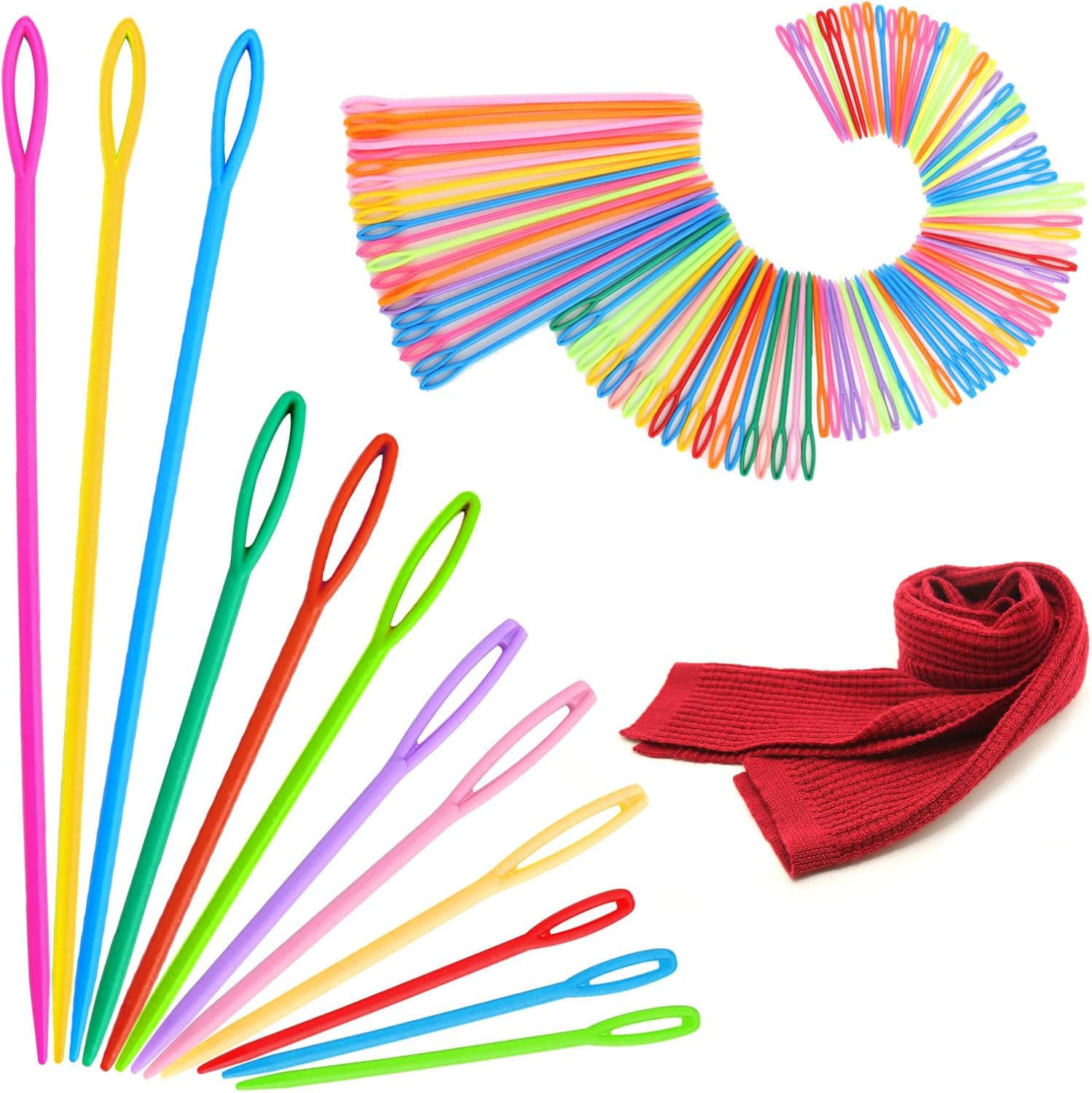 Large Eye Plastic Needles for Children 100PCS Kids Hand Sewing Needles Craft Needles