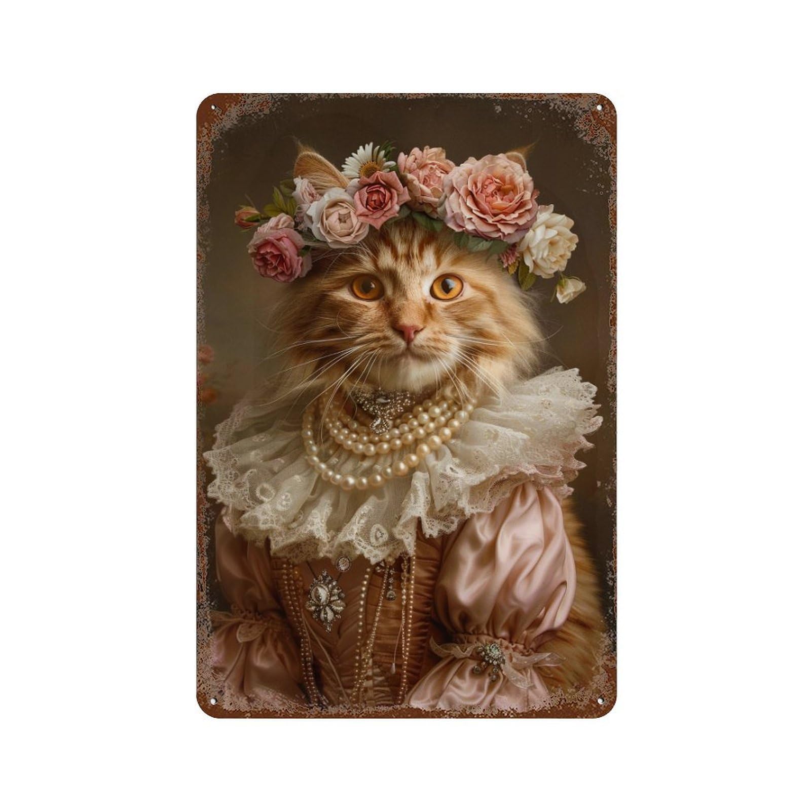 HDURYEYRYY Noble Floral Crown Tabby 02 Wall Retro Iron Vintage Art Metal Tin Sign Poster Modern Home Cofffee Club Art Bar Shop Decor Style 30x20cm