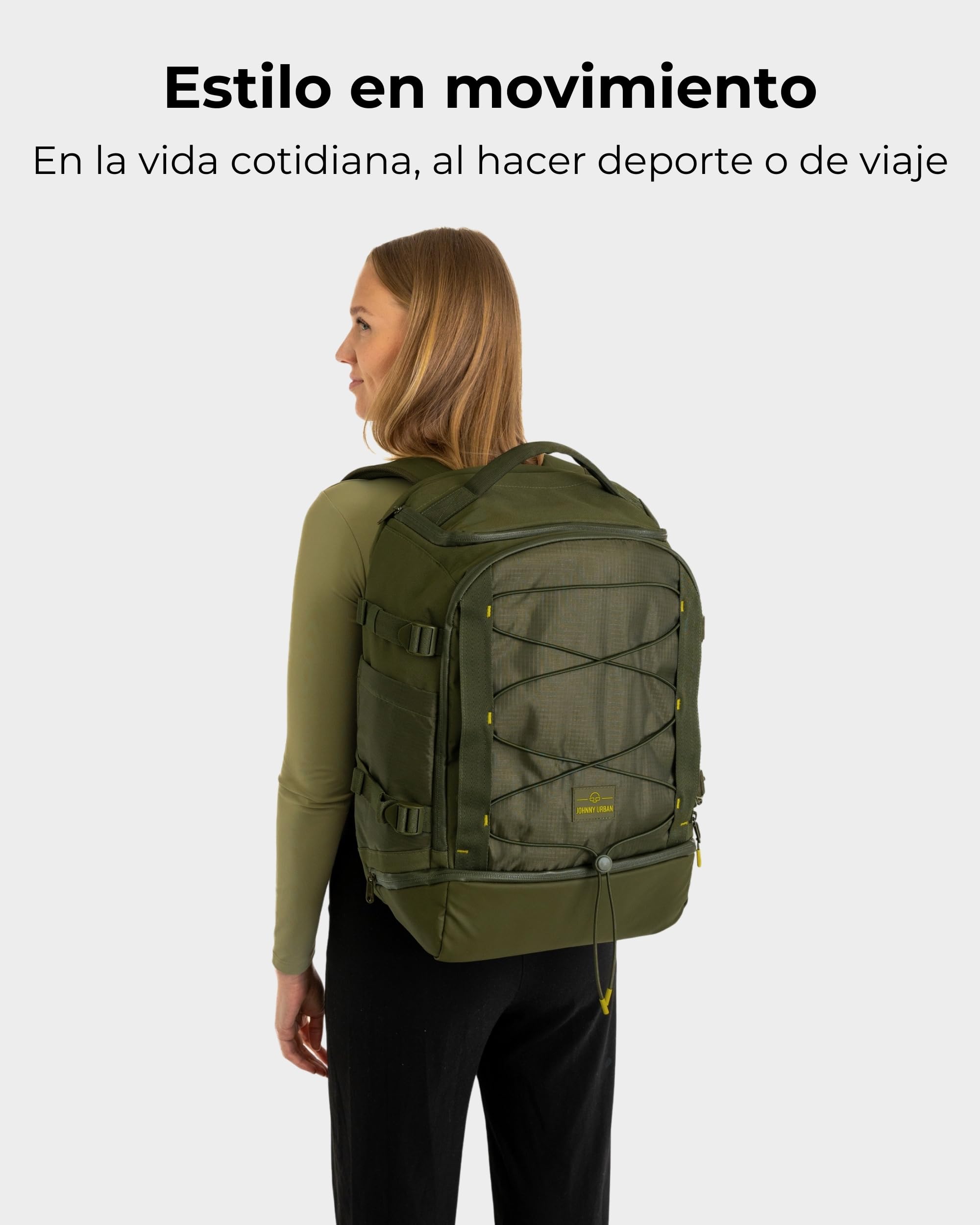 Johnny Urban Mochila Portatil Hombre Mujer Verde - Jack - Mochilas Para Deporte Trabajo Viaje Ocio Con Muchos Compartimentos - Repelente al agua