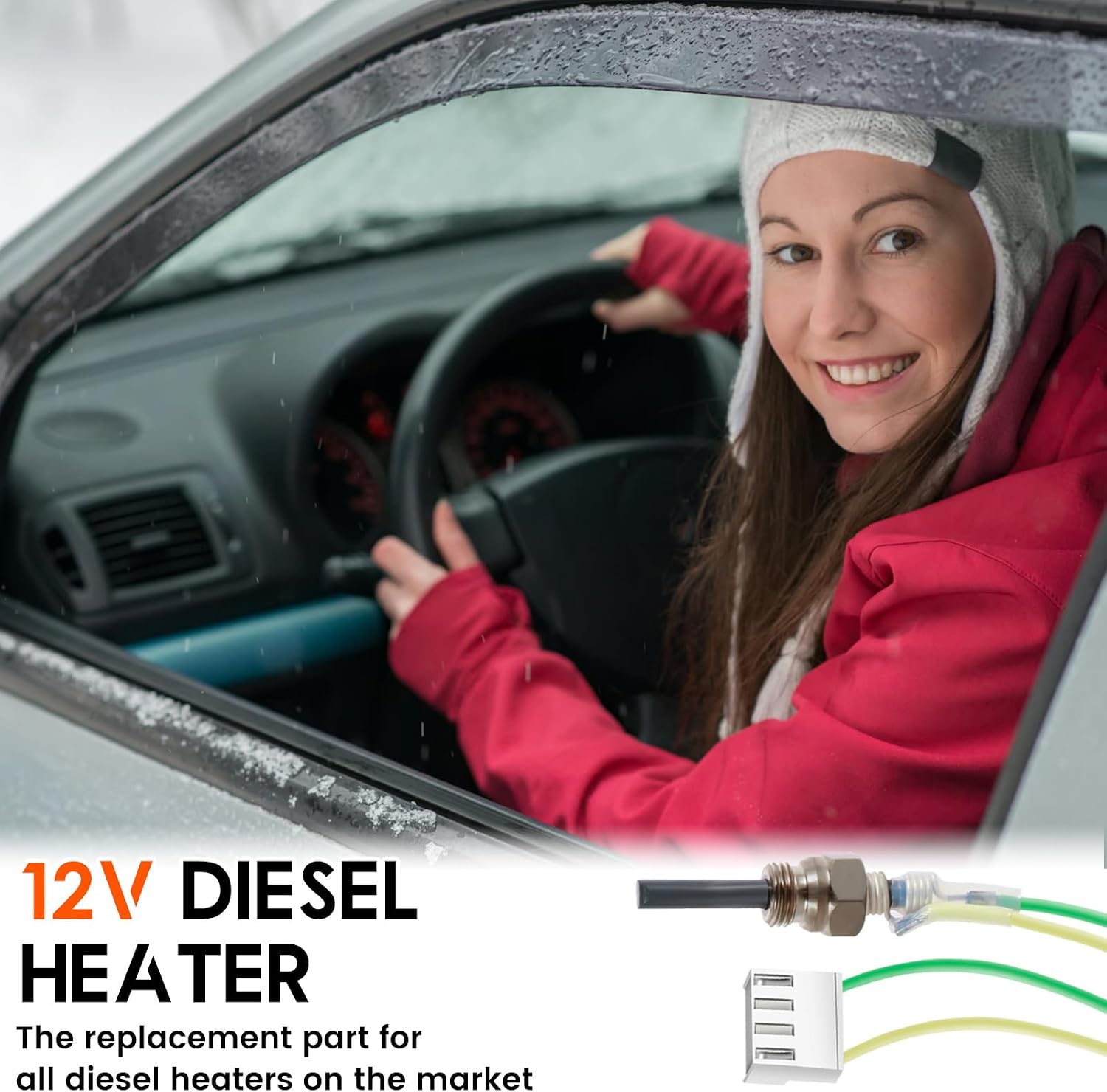9Pcs 12V Glow Plug Repair Kit, Parking Heater Glow Plug Kit, Diesel Parking Heater Gasket Ceramic Ignition Plugs with Filter and Removal Tool for Car Repair