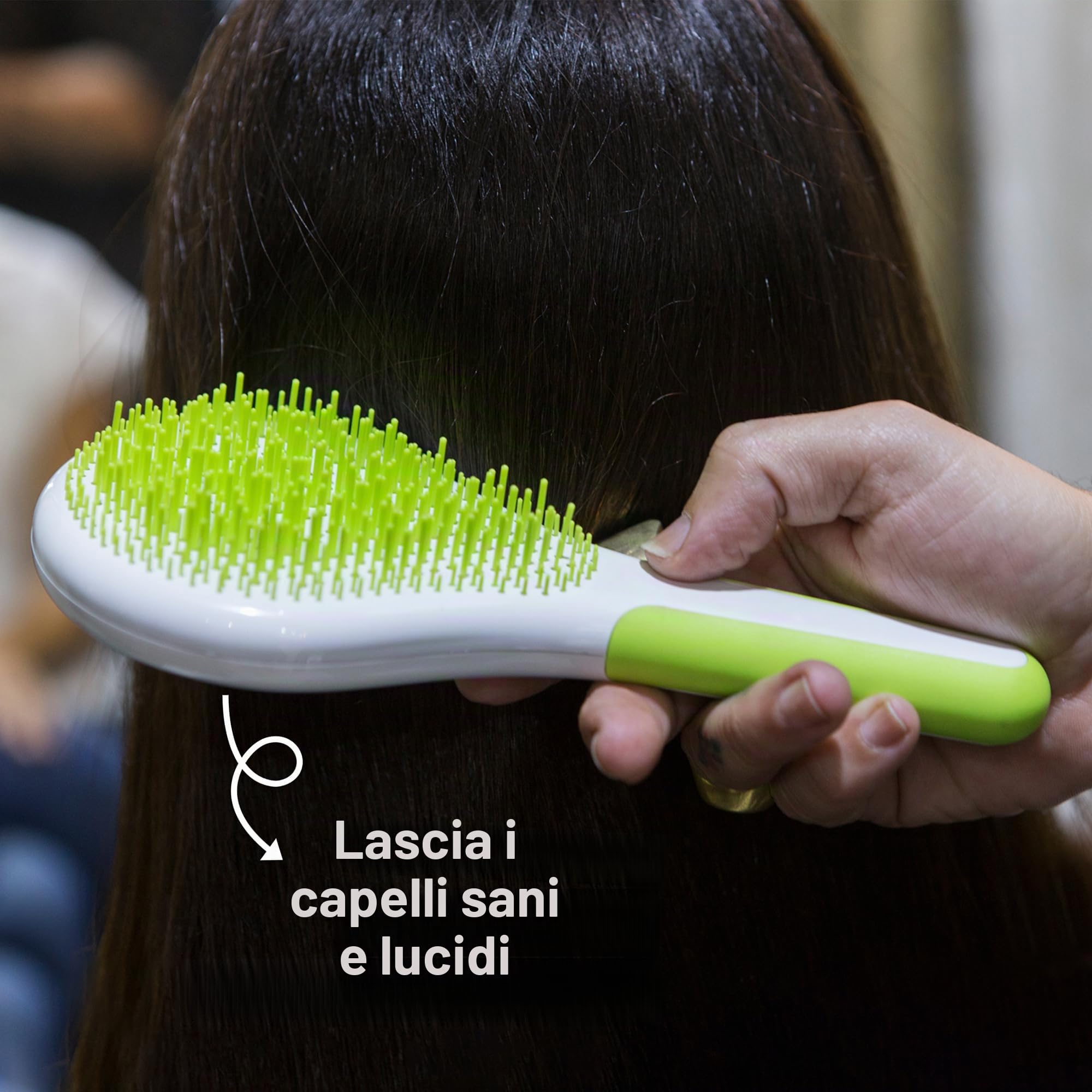 Michel Mercier Districante per Capelli Bagnati e Asciutti - Manico Antiscivolo per Capelli Sani e Brillanti - Capelli Regolari - Verde-Bianco - 1 pc