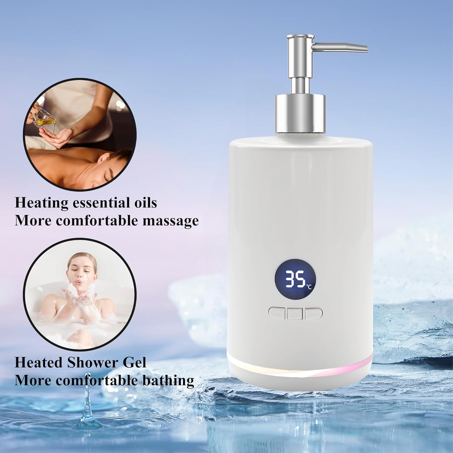 Chauffe-huile de massage avec deux distributeurs, température LED, portable pour salon de beauté spa